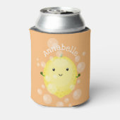 かわいいレモンのフルーツ漫画のバブルイラストレーション 缶クーラー (缶裏面)