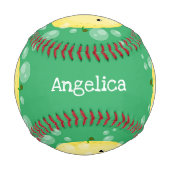 かわいいレモンのフルーツ漫画のバブルイラストレーション 野球ボール (正面)