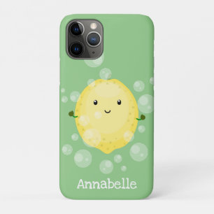 かわいいレモンのフルーツ漫画のバブルイラストレーション iPhone 11 PROケース