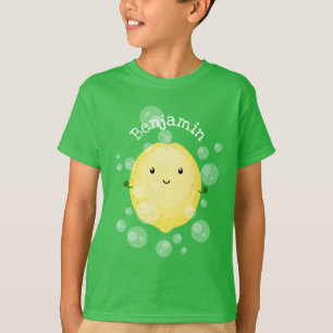 かわいいレモンのフルーツ漫画のバブルイラストレーション Tシャツ