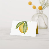 かわいいレモンの木の枝の水彩パーティー/シャワー プレイスカード (裏面)