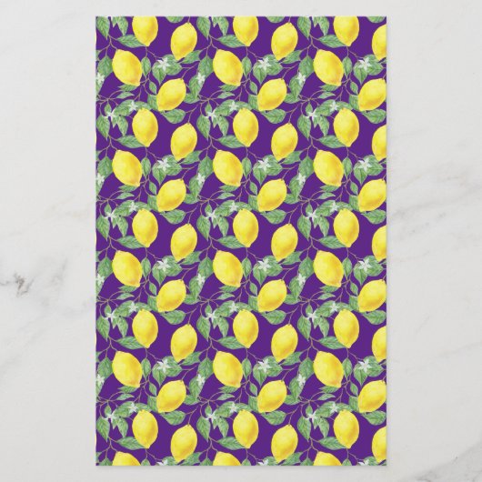 かわいいレモンの黄色の紫のパターン (正面)