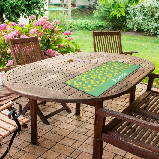 かわいいレモンの黄色の緑のパターン名 デスクマット