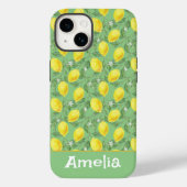 かわいいレモンの黄色の緑のパターン名 Case-Mate iPhoneケース (裏面)