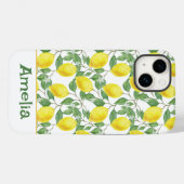 かわいいレモンイエローのパターンネーム Case-Mate iPhoneケース (裏面 (横))