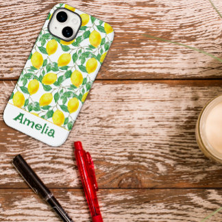かわいいレモンイエローのパターンネーム Case-Mate iPhone 14ケース