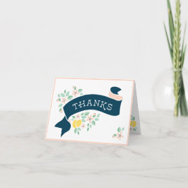 かわいいレモンイエローの植物ベイビーシャワー サンキューカード