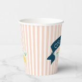 かわいいレモンイエローピンクストライプの赤ちゃんシャワー 紙コップ (右)