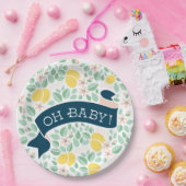 かわいいレモンイエローボタニカル離れベビーシャワー ペーパープレート (パーティー)