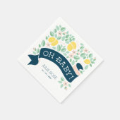 かわいいレモンイエロー植物性おもしろいベビーシャワー スタンダードカクテルナプキン (角)