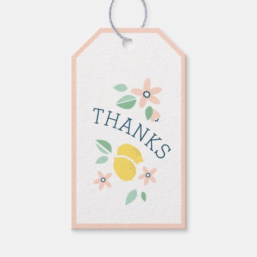 かわいいレモンイエロー植物性ベビーシャワー ギフトタグ (正面)