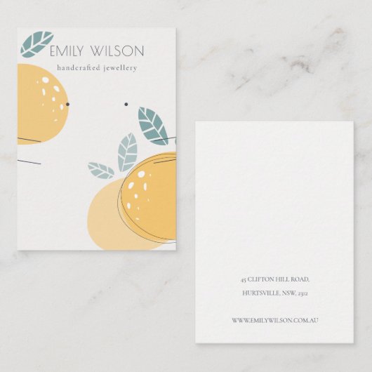 かわいいレモンイヤリングはっきりしたネックレスディスプレイ 名刺 (正面/裏面)