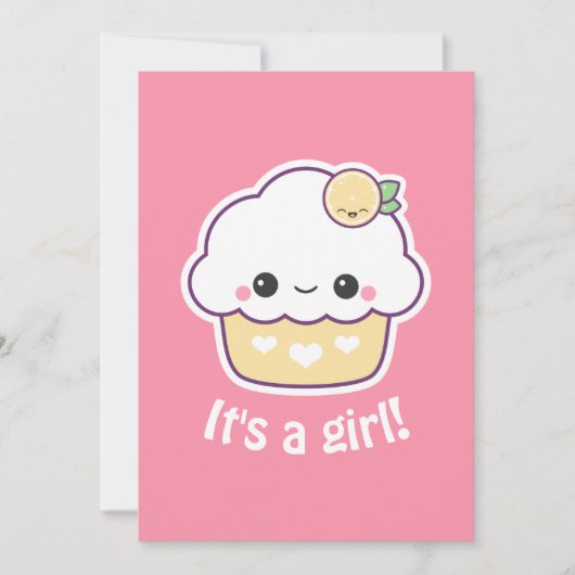 かわいいレモンカップケーキベビーシャワー招待状 招待状 (正面)