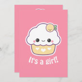 かわいいレモンカップケーキベビーシャワー招待状 招待状 (正面/裏面)