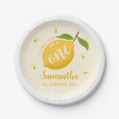 かわいいレモンシトラス1歳の誕生日 ペーパープレート (正面)