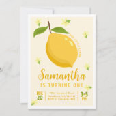 かわいいレモンシトラス1歳の誕生日 招待状 (正面)