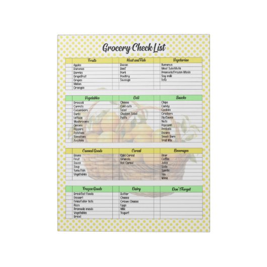 かわいいレモンパイの食料品リスト ノートパッド (回転)