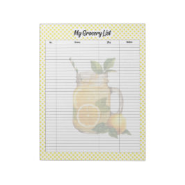 かわいいレモンパイの食料品リスト ノートパッド