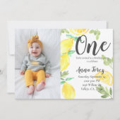 かわいいレモンファーストバースデーレモンフォト招待状 招待状 (正面)
