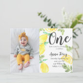 かわいいレモンファーストバースデーレモンフォト招待状 招待状 (スタンド正面)