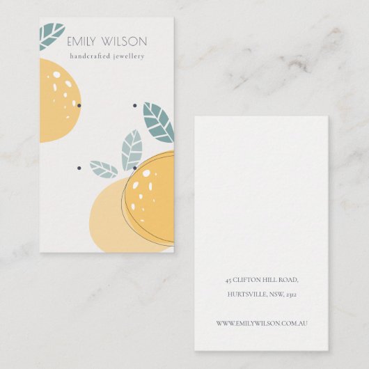 かわいいレモンフルーツ抽象芸術はっきりしたイヤリングディスプレイ 名刺 (正面/裏面)