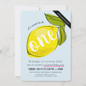 かわいいレモンボーイブルーバーチャル1st誕生日 招待状 (正面)