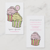 かわいいレモンライム&ピンクカップケーキの名刺 名刺 (正面/裏面)