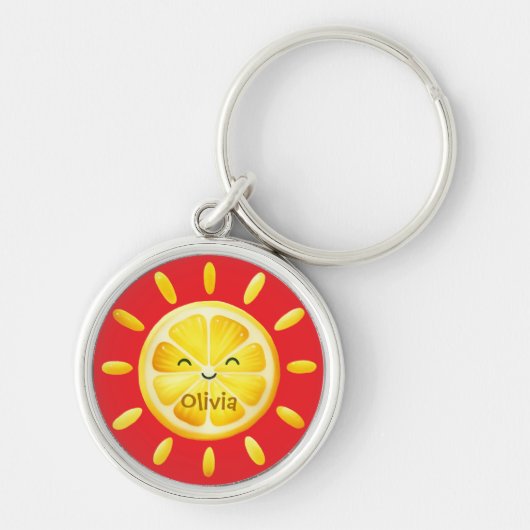 かわいいレモン太陽と太陽光線 キーホルダー (正面)