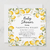 かわいいレモン柑橘系フルーツサマーベビーシャワースクエア 招待状 (正面)