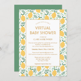 かわいいレモン柑橘類の葉バーチャルベビーシャワー 招待状