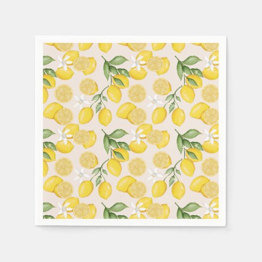かわいいレモン柑橘類フルーツサマーベビーシャワー スタンダードカクテルナプキン (正面)
