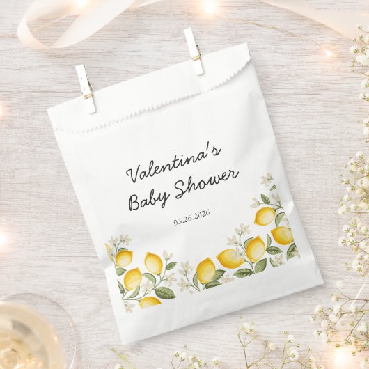 かわいいレモン柑橘類フルーツサマーベビーシャワー フェイバーバッグ (クリップ留めされた状態)