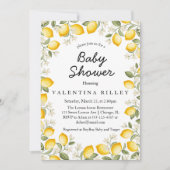 かわいいレモン柑橘類フルーツサマーベビーシャワー 招待状 (正面)