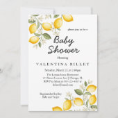 かわいいレモン柑橘類フルーツサマーベビーシャワー 招待状 (正面)