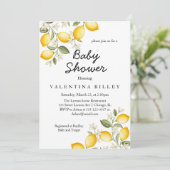 かわいいレモン柑橘類フルーツサマーベビーシャワー 招待状 (スタンド正面)