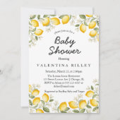 かわいいレモン柑橘類フルーツサマーベビーシャワー 招待状 (正面)