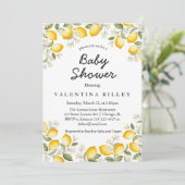 かわいいレモン柑橘類フルーツサマーベビーシャワー 招待状 (スタンド正面)