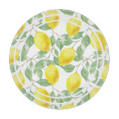 かわいいレモン葉とイエローとグリーン カッティングボード (正面)