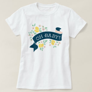 かわいいレモン黄色の植物性オ赤ちゃんシャワー Tシャツ