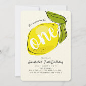 かわいいレモン1stバースデーイエローパーティの招待状 招待状 (正面)