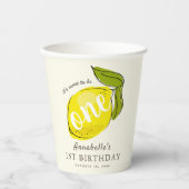 かわいいレモン1stバースデーイエロー 紙コップ (正面)