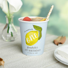 かわいいレモン1stバースデーブルー紙カップ 紙コップ