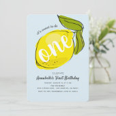 かわいいレモン1stバースデーベビーブルーパーティの招待状 招待状 (スタンド正面)