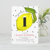 かわいいレモン シトラス ホワイト バースデー パーティー 招待状 (スタンド正面)