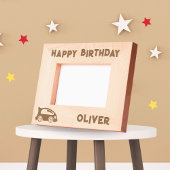 かわいいレーシングカーハッピーバースデーボーイフォト レーザー彫刻フレーム