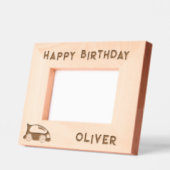 かわいいレーシングカーハッピーバースデーボーイフォト レーザー彫刻フレーム (左)