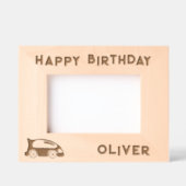 かわいいレーシングカーハッピーバースデーボーイフォト レーザー彫刻フレーム (正面)