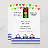 かわいいレーシングカーバースデー招待状 招待状 (正面/裏面)