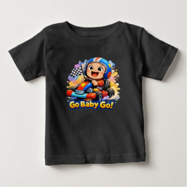 かわいいレーシングトッドラーイラスト ゴー・ベイビー・ゴー ベビーTシャツ