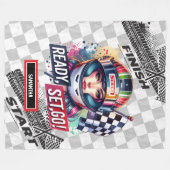 かわいいレーシングブランケット女の子運転スポーツカー フリースブランケット (正面(横))